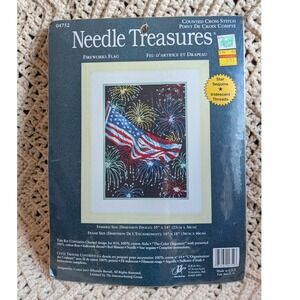 Needle Treasures Fireworks Flag Counted Cross Stitch Kit 04752 Patriotic USA DIY